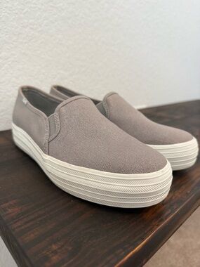 Keds Platform Ortholite Slip-On Comfort Cushioned Gray Women's Shoes Size 8